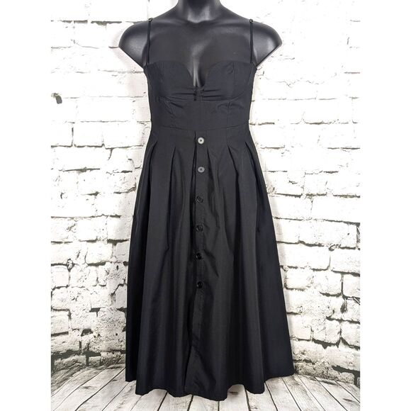 AEL AmyEnjoyLife Fit & Flare Midi Dress Coquette Feminine Retro Pinup Pockets LG - Picture 1 of 7